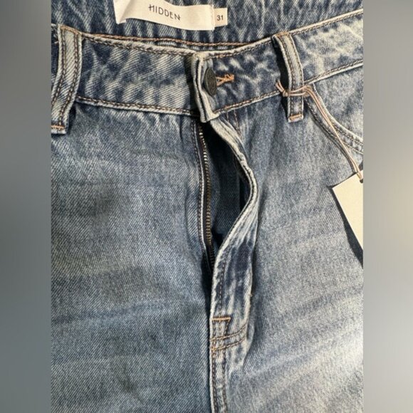 Hidden NEW Tracey High Rise Straight Leg Tie Ankle Slits Zip Jeans Wide 31 Waist - Picture 6 of 16